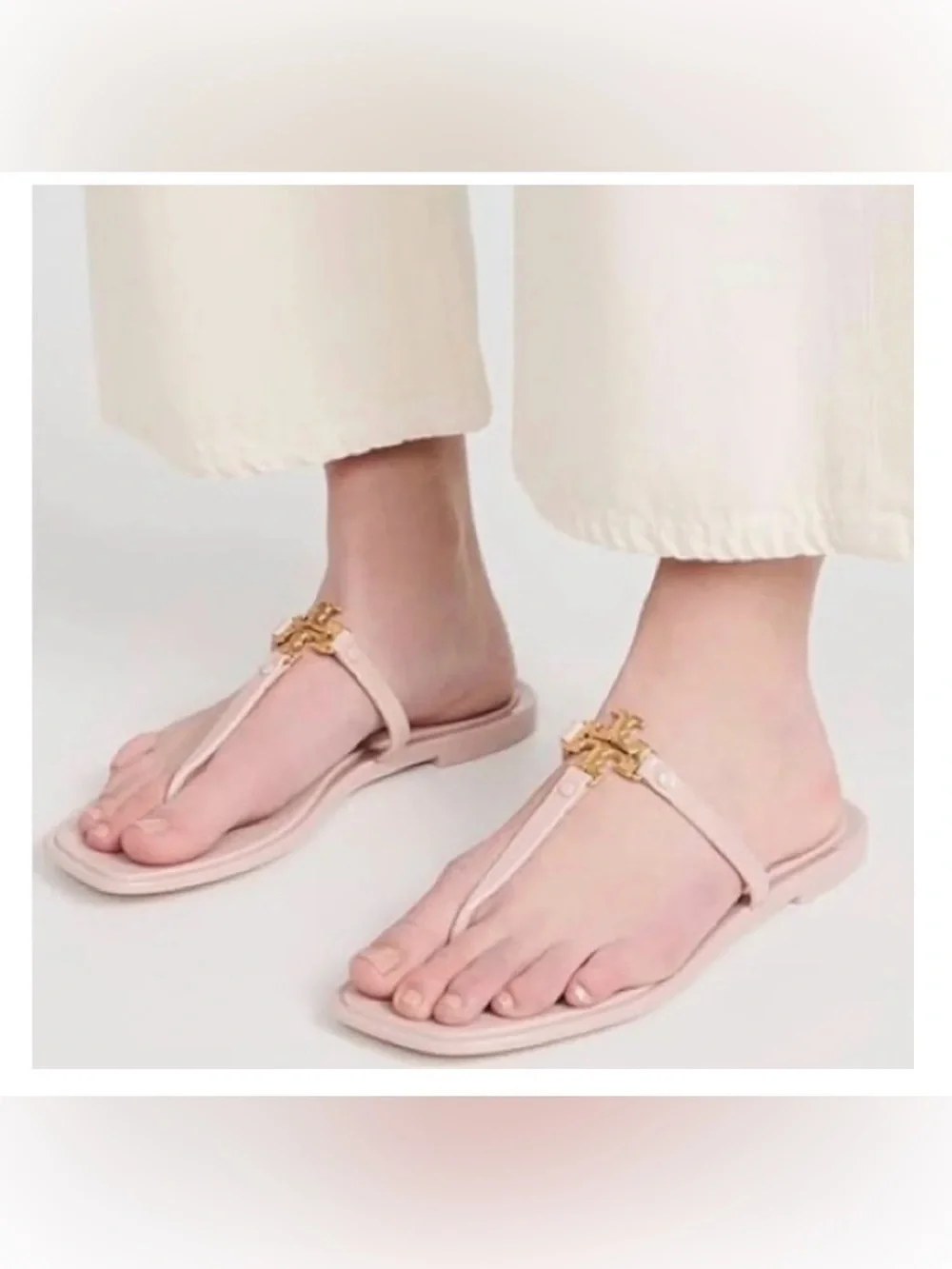 Tory Burch Roxanne Jelly Sandals in Meadowsweet/Gold color size 10